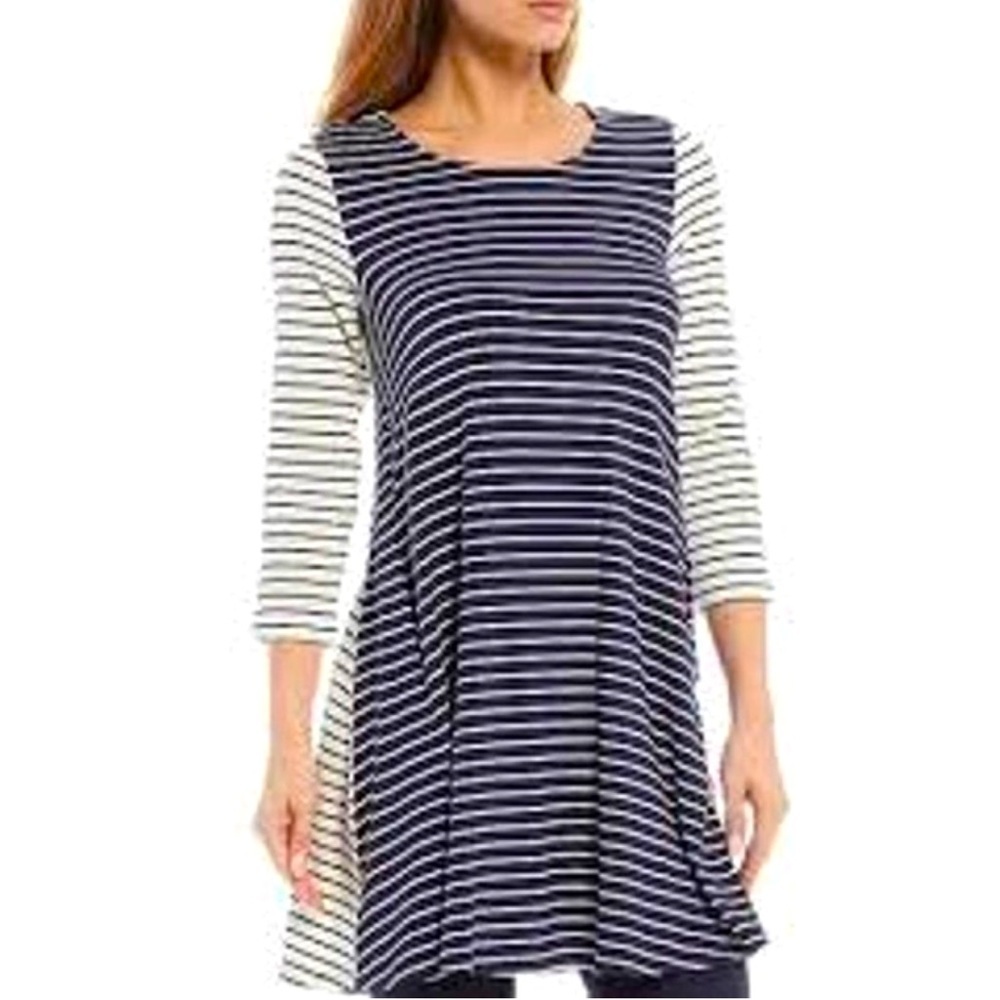 Joules Elora mixed striped jersey dress with side pockets, size 12